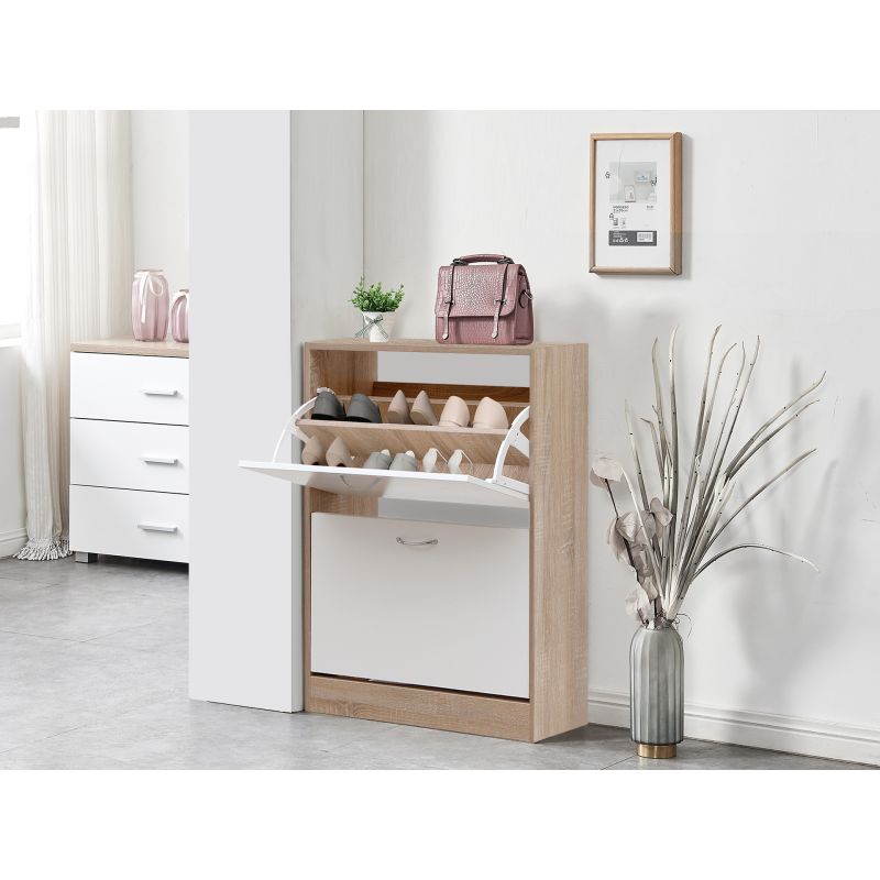 MATILDA 2 Drawer Shoe Cabinet Storage Rack OAK