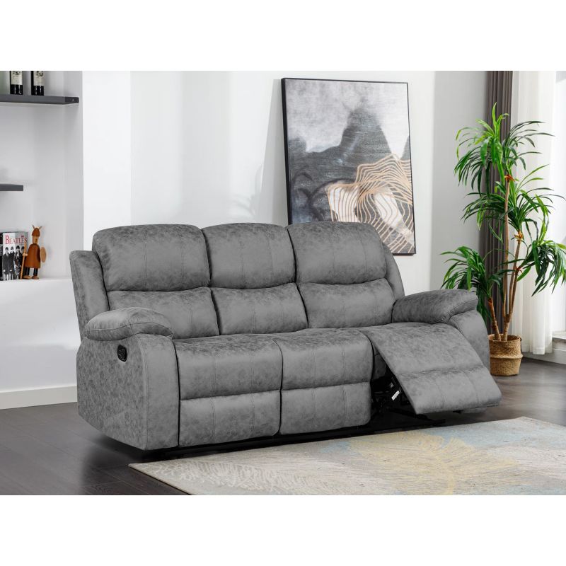 Wilson Manual 3 Seater Recliner Sofa Grey