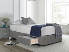 CHARLES Fabric King Single Bed Base 2 Drawers - GREY