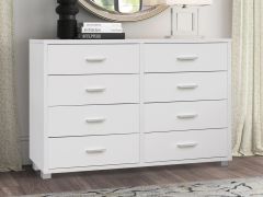 EZRA Low Boy 8 Drawer Chest Dresser - WHITE