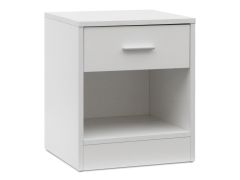 CLAYTON Bedside Table with Drawer - WHITE