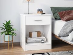 Clayton Bedside Table with Drawer - White