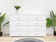 Bram Low Boy 8 Drawer Chest Dresser - White