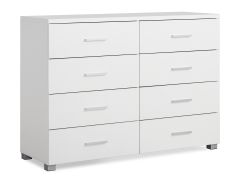 GARRETT Low Boy 8 Drawer Chest Dresser - WHITE