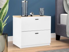 Hekla Wooden Bedside Table Nightstand with 2 Drawers - White