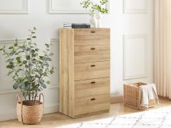 Hekla Tallboy 5 Drawer Chest Dresser - Oak