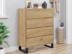 Frohna Tallboy 4 Drawer Chest Dresser - Oak