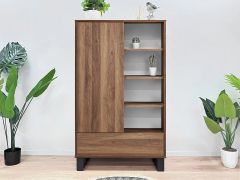 Frohna Bookshelf Cabinet with Drawer - Walnut