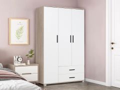 Bram 3 Door Wardrobe with 2 Drawers - Oak + White