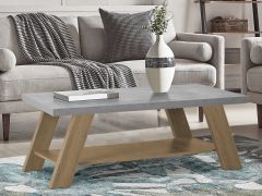 Tommie Rectangular Coffee Table - Cement + Oak
