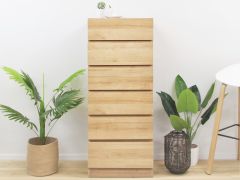 Harris 6 Drawers Slim Tallboy - Oak