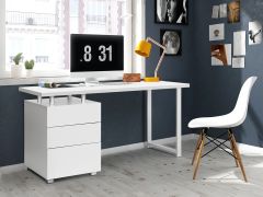 KARTER Computer Desk with Drawers - WHITE