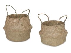 2pcs Seagrass Woven Basket Belly Basket - S/M