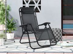 Outdoor Camping Chair Sun Lounger - Black