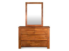 Harmon Solid Wood 4 Drawer Dresser with Mirror - Rustic Java