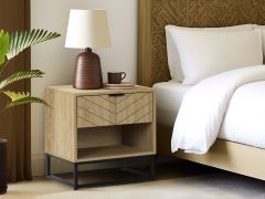 Crovo Wooden Bedside Table - Natural