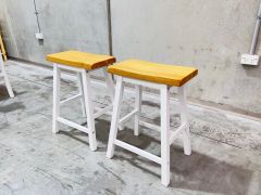 Avon Bar Stool - Set of 2 - Oak + White