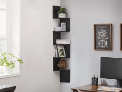 Nemi 5-Tier Wall Mounted Corner Shelf Storage Shelf - Black