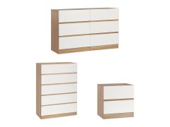 HARRIS Bedroom Storage Package with Bedside Table - OAK + WHITE