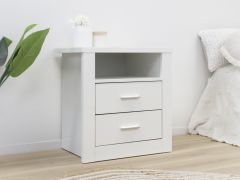 MATEO Wooden Bedside Table with 2 Drawer - WHITE