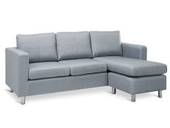 SEATTLE 3-Seater Fabric Sofa Couch with Chaise - GREY