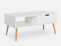 RILEY 1 Drawer Wooden Coffee Table - WHITE