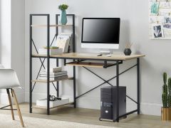 Gayle 120cm Computer Desk with Bookshelf - Black