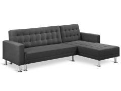 COLORADO 3 Seater Sofa Bed Futon with Chaise - DARK GREY