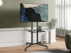 Mobile TV Stand with Wheels Height Adjustable 32"-65"