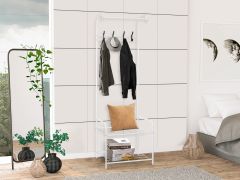 Clothing Garment Rack with Shelves - WHITE