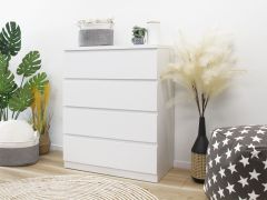 Tongass Wooden Tallboy 4 Drawers - White