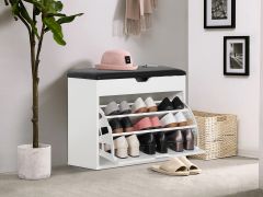 Hawea Shoe Rack Wooden Storage Cabinet 3 Layer - White