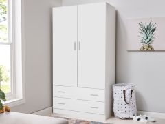 BRAM 2 Door Wardrobe with 2 Drawers - OAK + WHITE