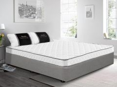 Vinson Fabric Double Bed with Basic Mattress - Grey