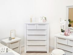 Lincoln Solid Wood 6 Drawer Tallboy - White