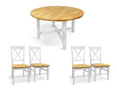 Bali 5 Piece Dining Room Furniture Package - Oak + White