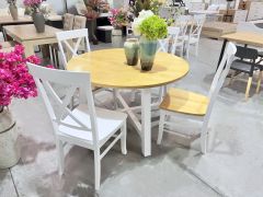 Bali Dining Table Round 120 x 75.5cm - Oak + White