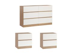 HARRIS Bedroom Storage Package with Low Boy 6 Drawers - OAK + WHITE