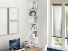 Nemi 5-Tier Wall Mounted Corner Shelf Storage Shelf - White