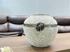 Orion Ceramic Vase with Ring White - Round Small