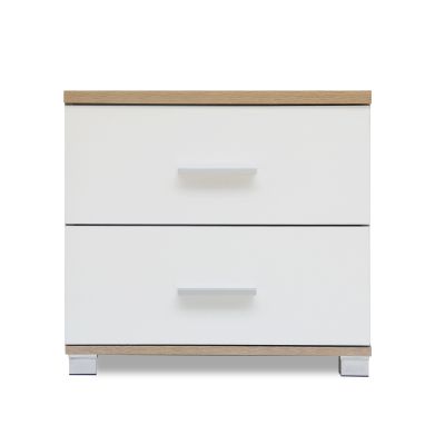 Bram Bedside Table - Oak + White