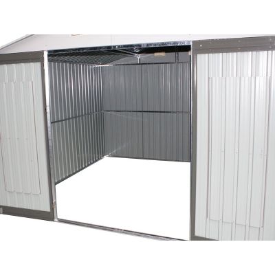 TOUGHOUT Garden Shed with Side Canopy 4.40M x 3.03M x 2.22M GREY