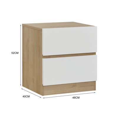 Harris Bedside Table - Oak + White