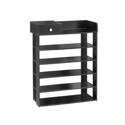 PUKAKI 6 Tiers Shoe Rack Organiser Shelf - BLACK