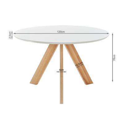 CATO Dining Table Round 120x76cm - WHITE