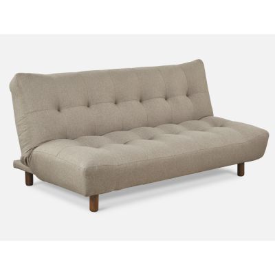 HELENA 3 Seater Fabric Sofa Bed Futon with Chaise - WARM STONE