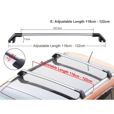118-122cm Universal Car SUV Flush Rail Roof Rack 2PCS - SILVER