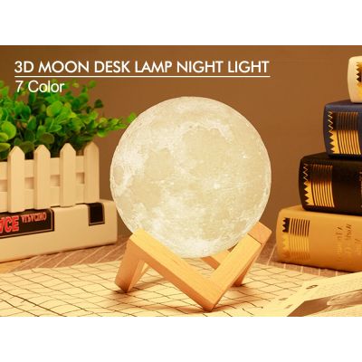 3D Moon Desk Lamp Night Light with Stand