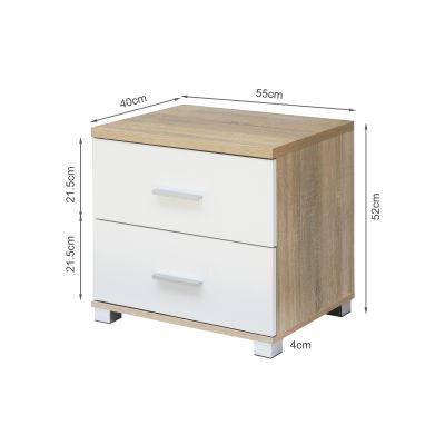 Bram Bedside Table - Oak + White