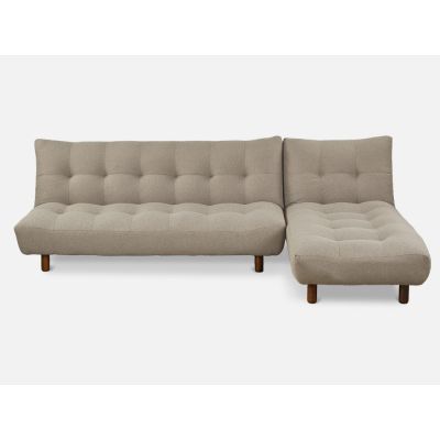 HELENA 3 Seater Fabric Sofa Bed Futon with Chaise - WARM STONE